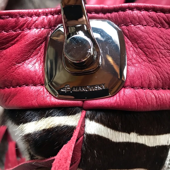 B. Makowsky Leather/Cow Hair Bucket/Shoulder Bag - Picture 3 of 7